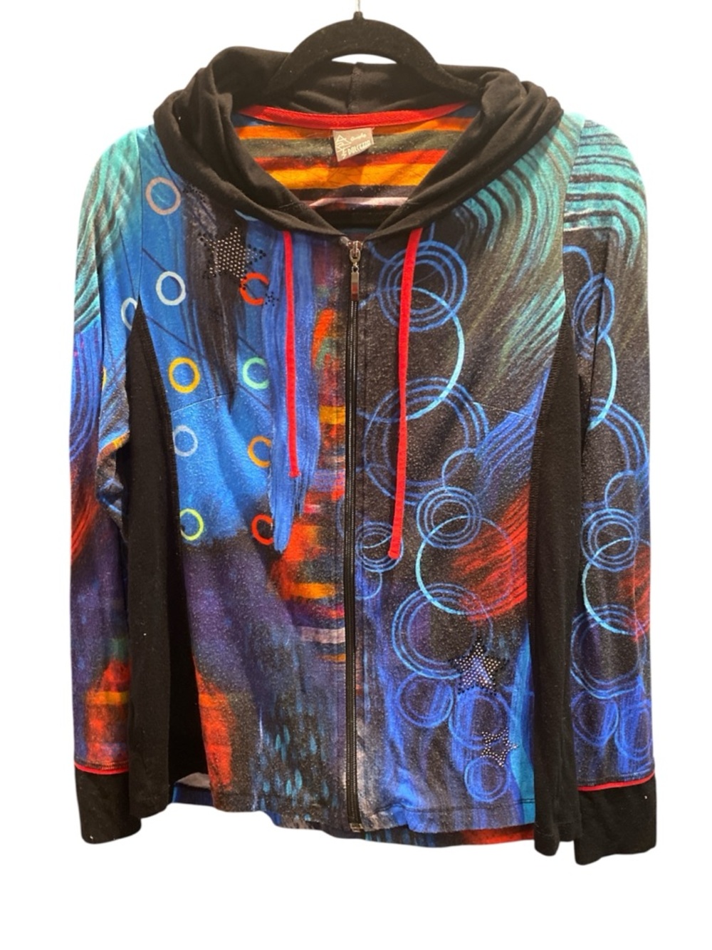 Simply Art by Dolcezza Colourful Zippered Hoodie Size Small